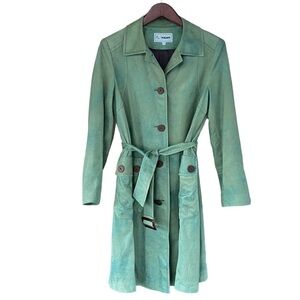Green Suede Trench Coat